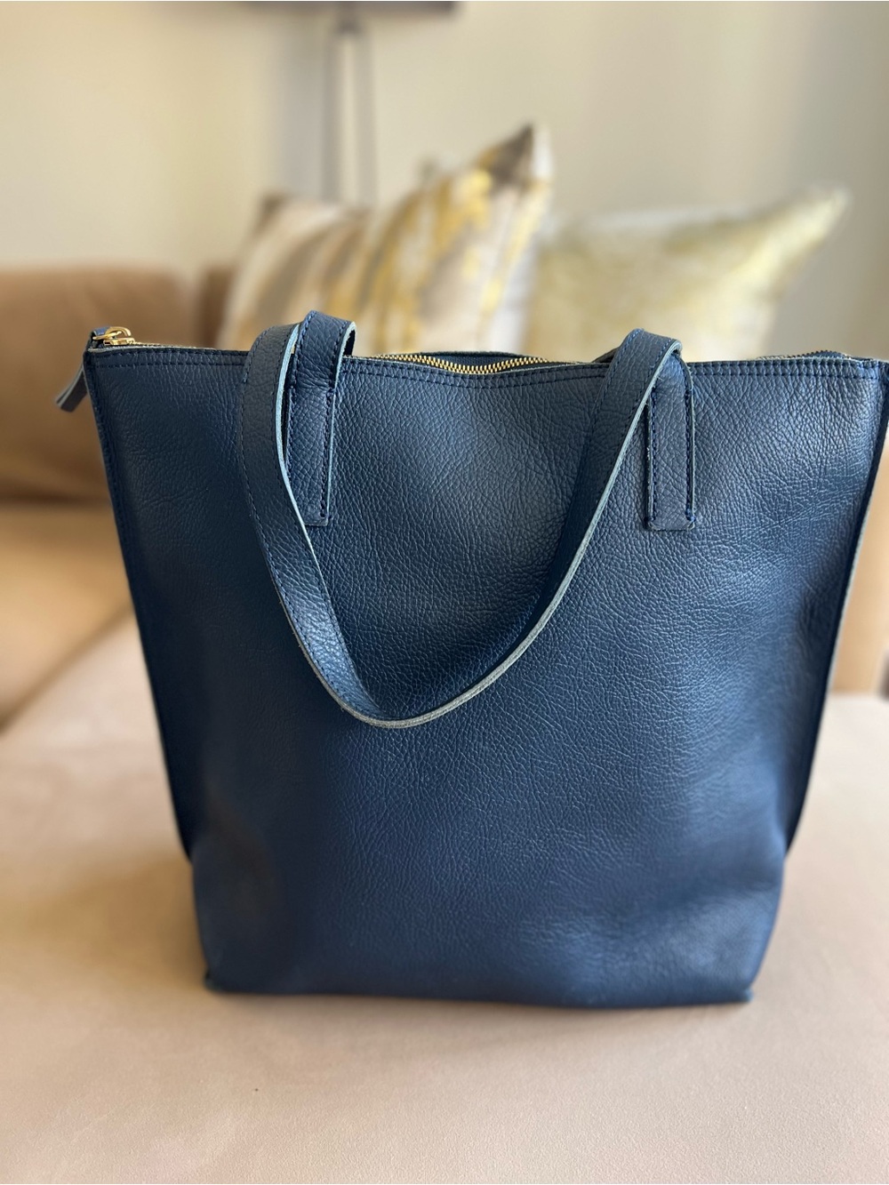 Mark & Graham Everyday Italian Leather Tote - Navy - Medium - Picture 9 of 9